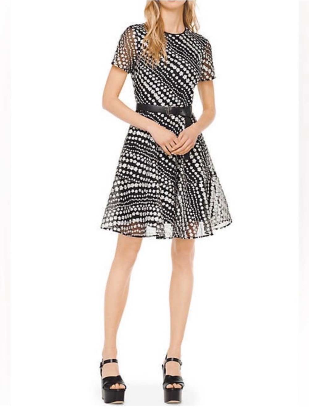 Michael Kors Black and White Polka Dot Fit & Flare Dress size 2